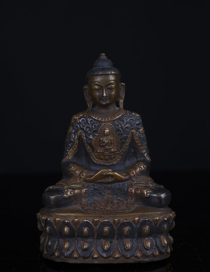 Antique looks Tibetan Buddhism Lord Amitabha Buddha Copper Oxide Statue Sculpture Figure Nepal free