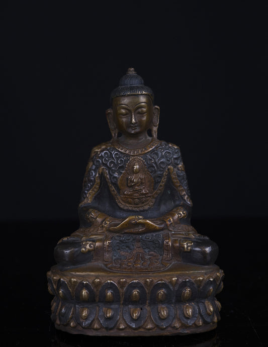 Antique looks Tibetan Buddhism Lord Amitabha Buddha Copper Oxide Statue Sculpture Figure Nepal free