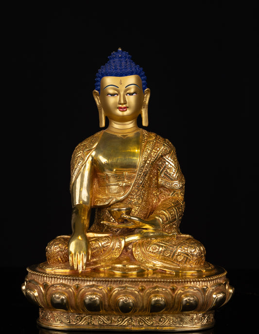 Tibetan Buddhism Gold Face Lord Shakyamuni Buddha Handmade Copper Statue Sculpture Figure Nepal free