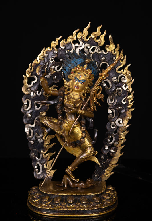 Tibetan Buddhism Gold Face Hand Paint Vajra Varahi Dorje Phagmo Yogini Jogini Dakini Gold Plated Oxide Copper Statue Sculpture Figure Nepal free
