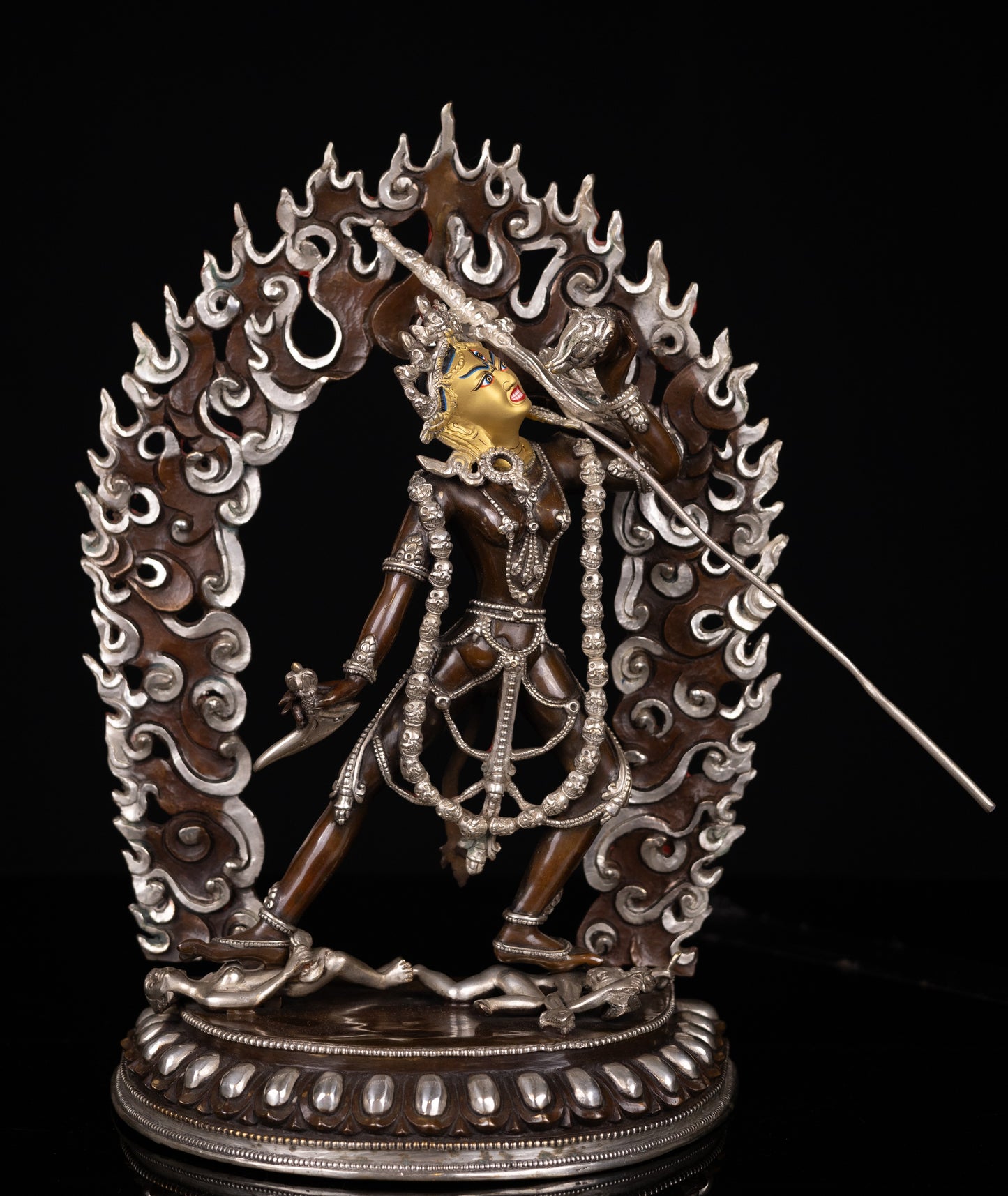 Tibetan Buddhism Wrathful Goddess Gold Face Vajra Yogini Khadga Jogini Dakini Dorje Naljorma Silver Oxide Copper Statue Sculpture Figure Nepal free