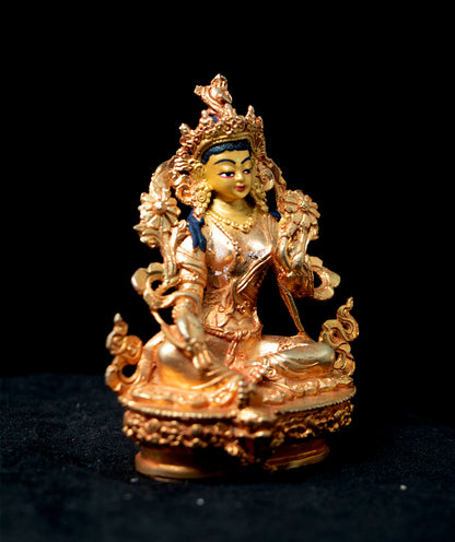 Gold Face Buddhism Goddess Green Tara Rupa Gold Plated Copper Statue Sculpture Figure Nepal free