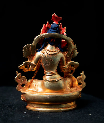 Gold Face Buddhism Goddess Green Tara Rupa Gold Plated Copper Statue Sculpture Figure Nepal free