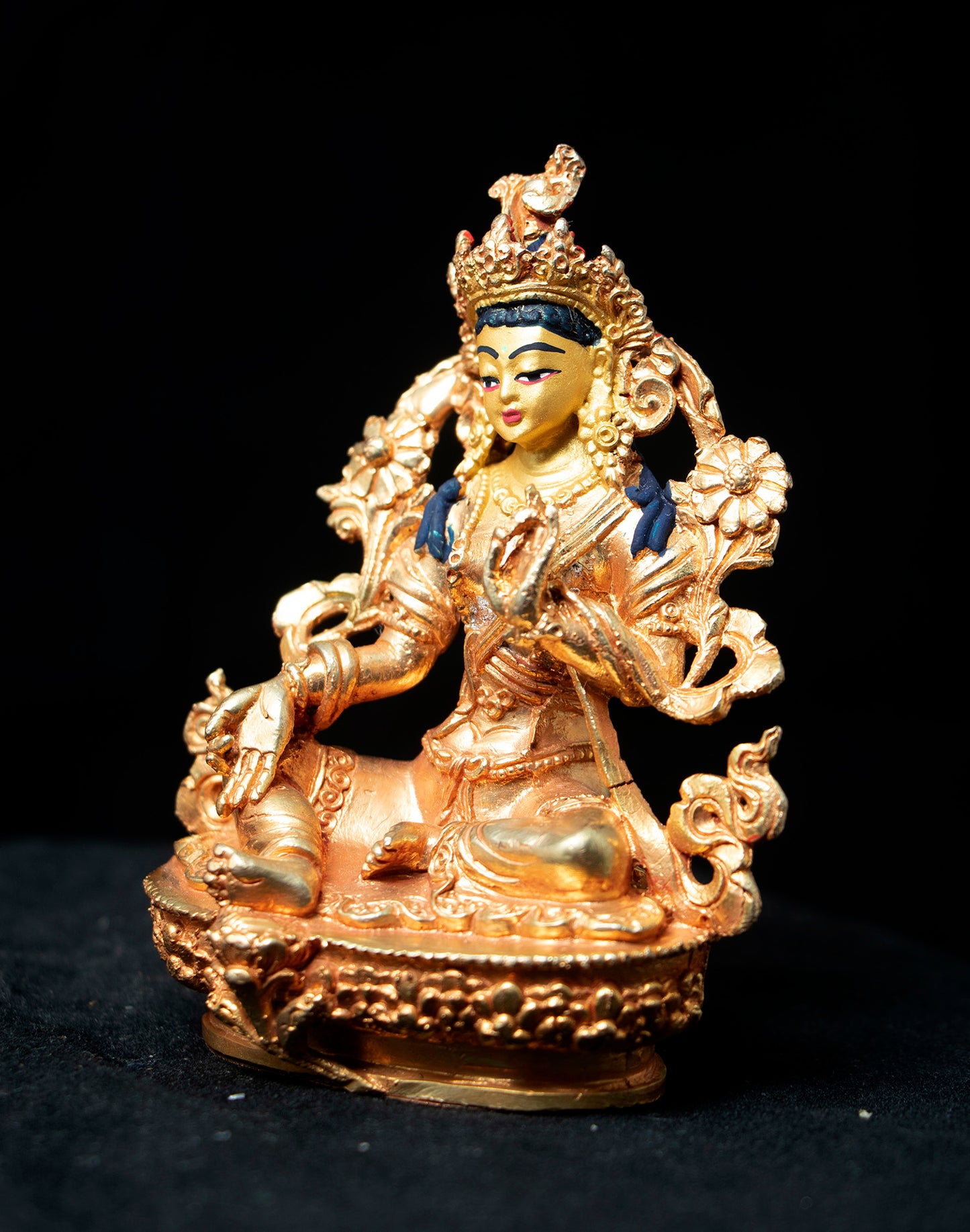 Gold Face Buddhism Goddess Green Tara Rupa Gold Plated Copper Statue Sculpture Figure Nepal free