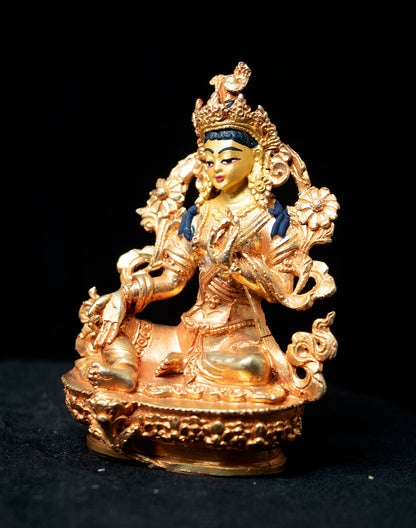 Gold Face Buddhism Goddess Green Tara Rupa Gold Plated Copper Statue Sculpture Figure Nepal free