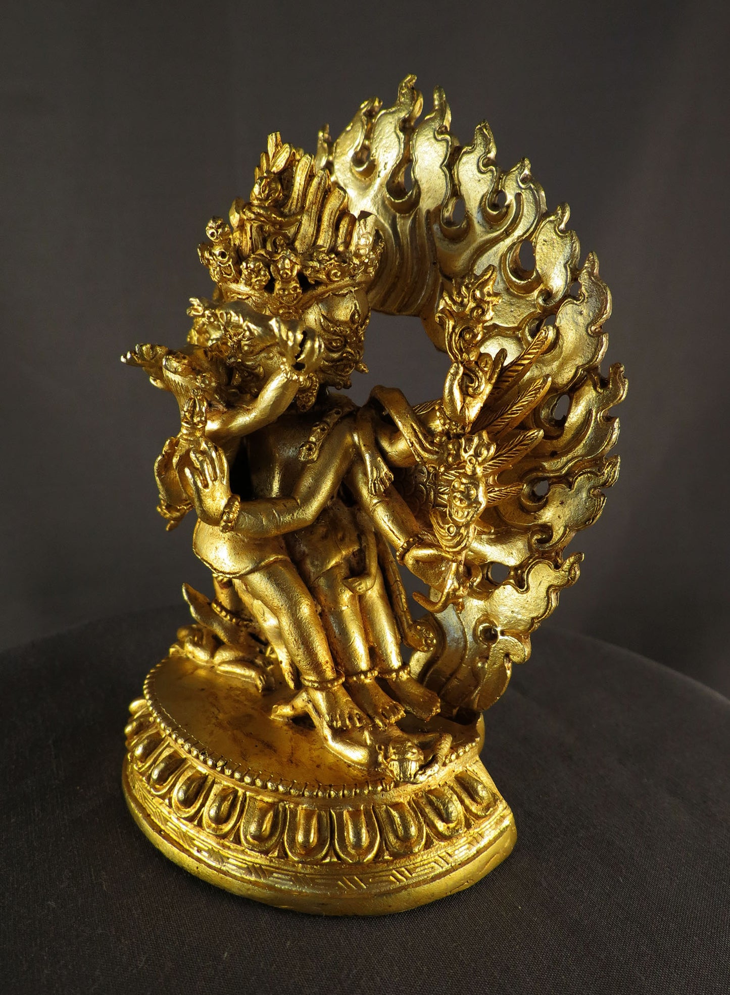 Tibetan Buddhism Wrathful Deity Lord Vajra Killa Vajrakilaya Heruka Copper Gold Plated Statue Sculpture Figure Nepal