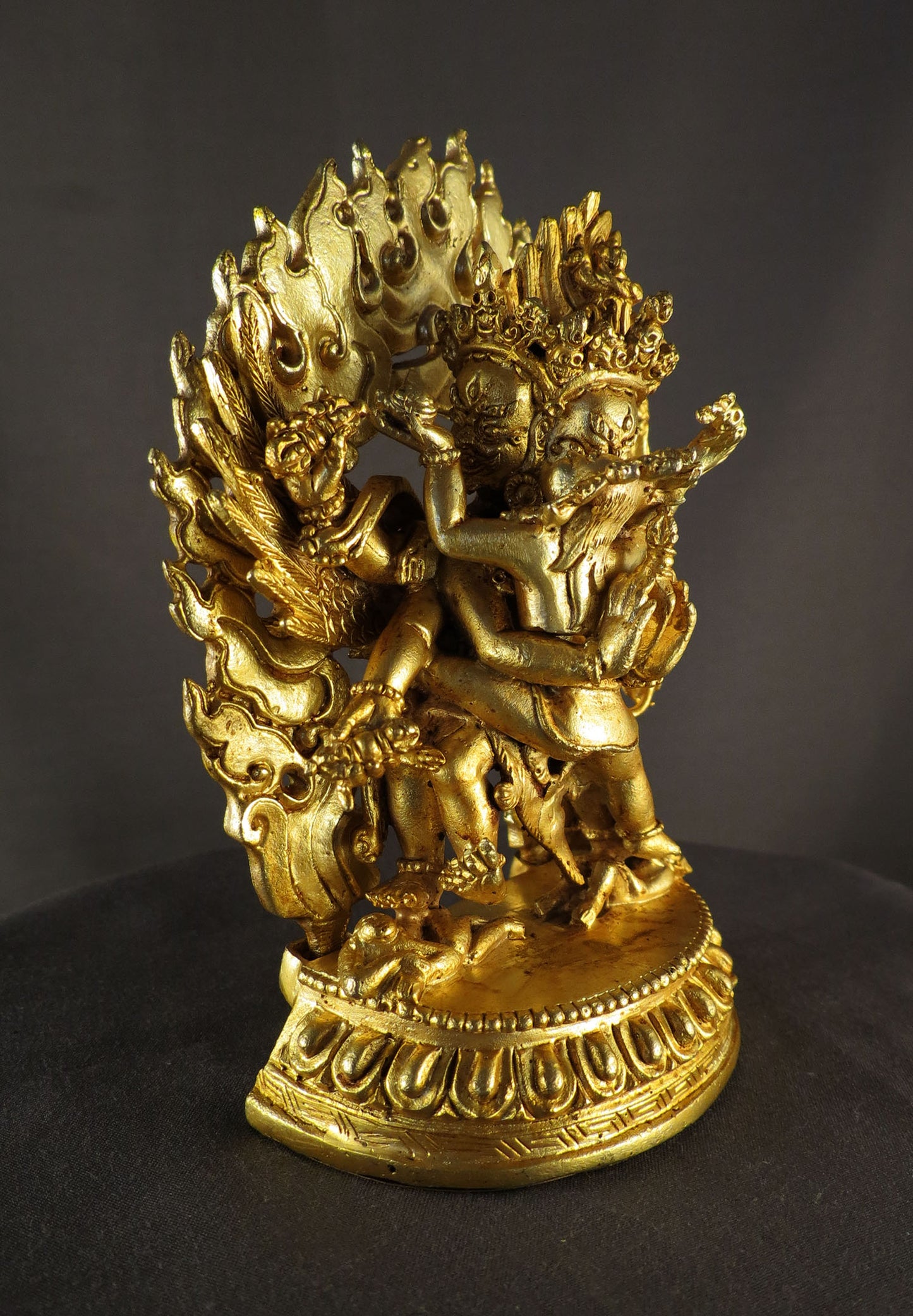 Tibetan Buddhism Wrathful Deity Lord Vajra Killa Vajrakilaya Heruka Copper Gold Plated Statue Sculpture Figure Nepal