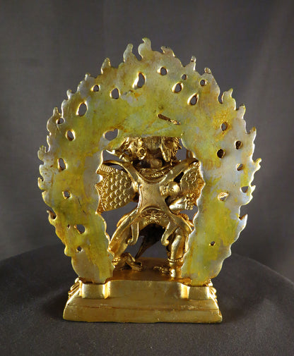 Tibetan Buddhism Wrathful Deity Lord Vajra Killa Vajrakilaya Heruka Copper Gold Plated Statue Sculpture Figure Nepal
