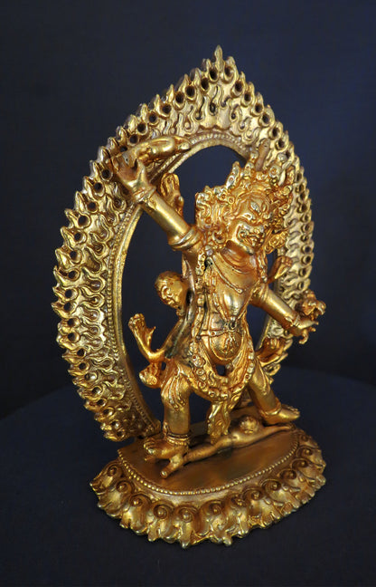 Tibetan Buddhism Wrathful Deity Ekajati Ekajata Samantabhadri Gold Plated Copper Statue Sculpture Figure Nepal free