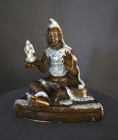 Tibetan Buddhism Eight Manifestations of Guru Silver Oxide Copper Statue Sculpture Nepal