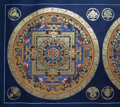 Buddhism Tibetan 8 Auspicious Lucky Sign Om Mantra Ritual Mandala Hand Painting Thangka