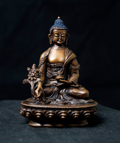 Tibetan Buddhism Lord Medicine Buddha Bhaisajya Guru Copper Oxide Statue Sculpture Figure Nepal free