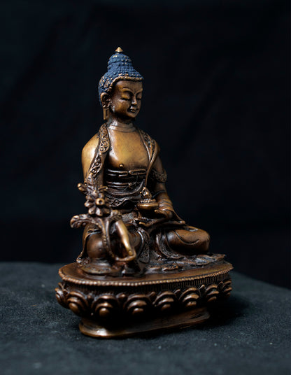 Tibetan Buddhism Lord Medicine Buddha Bhaisajya Guru Copper Oxide Statue Sculpture Figure Nepal free