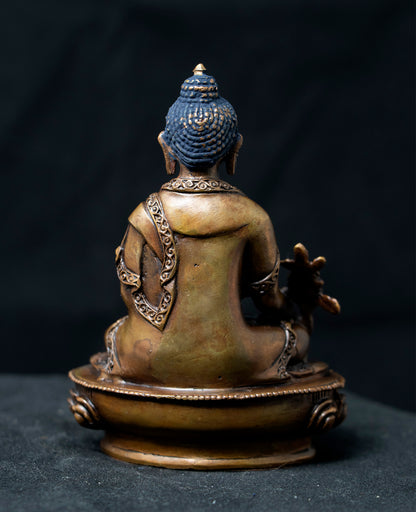 Tibetan Buddhism Lord Medicine Buddha Bhaisajya Guru Copper Oxide Statue Sculpture Figure Nepal free