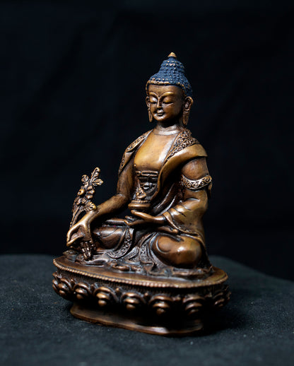 Tibetan Buddhism Lord Medicine Buddha Bhaisajya Guru Copper Oxide Statue Sculpture Figure Nepal free