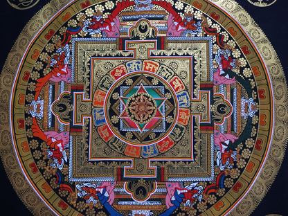 Tibetan Buddhism Om Mantra Ritual 8 Auspicious Lucky Sign Ritual Mandala Hand Painting Thangka Double Thangka