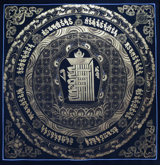 Tibetan Buddhism Ritual Kalachakra Mantra Tantra Thangka Hand Painting Art Black free