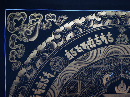 Tibetan Buddhism Ritual Kalachakra Mantra Tantra Thangka Hand Painting Art Black free