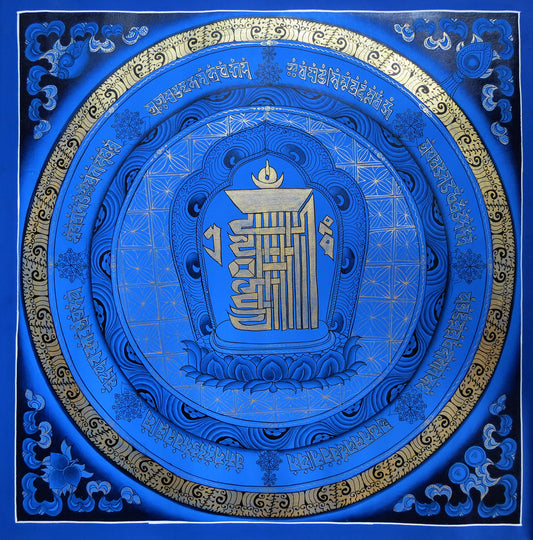 Tibetan Buddhism Ritual Kalachakra Mantra Tantra Thangka Hand Painting Art Blue free