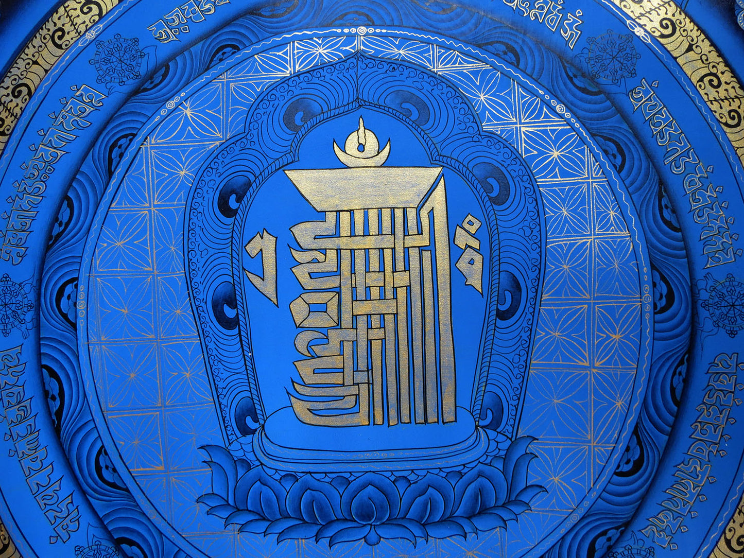 Tibetan Buddhism Ritual Kalachakra Mantra Tantra Thangka Hand Painting Art Blue free