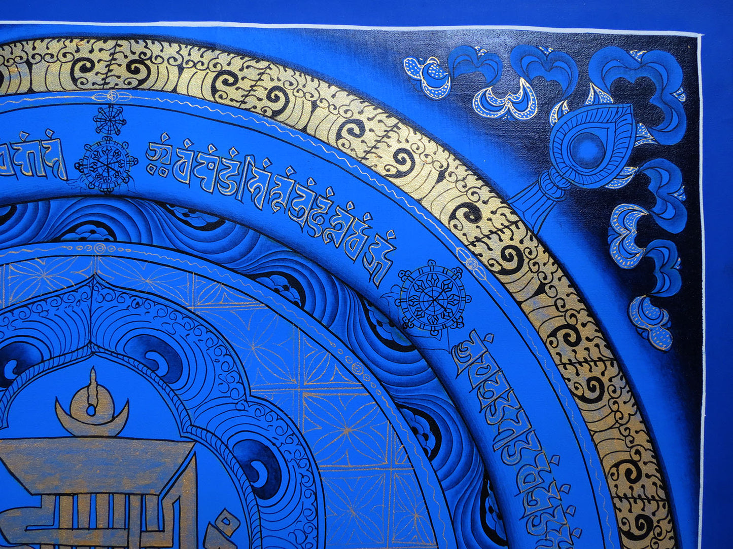 Tibetan Buddhism Ritual Kalachakra Mantra Tantra Thangka Hand Painting Art Blue free
