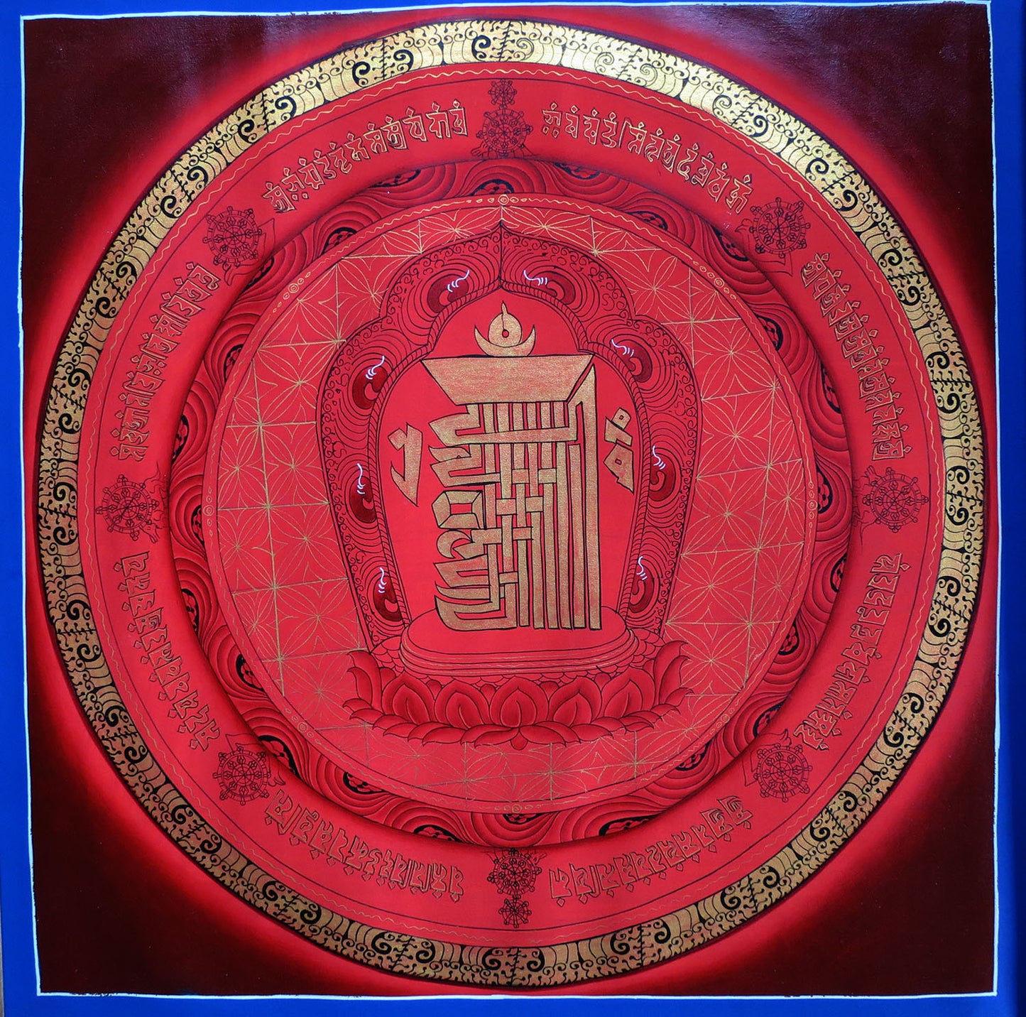 Tibetan Buddhism Ritual Kalachakra Mantra Tantra Thangka Hand Painting Art Red free