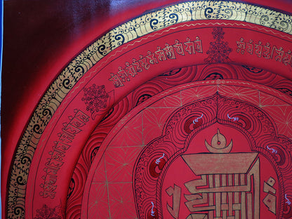 Tibetan Buddhism Ritual Kalachakra Mantra Tantra Thangka Hand Painting Art Red free