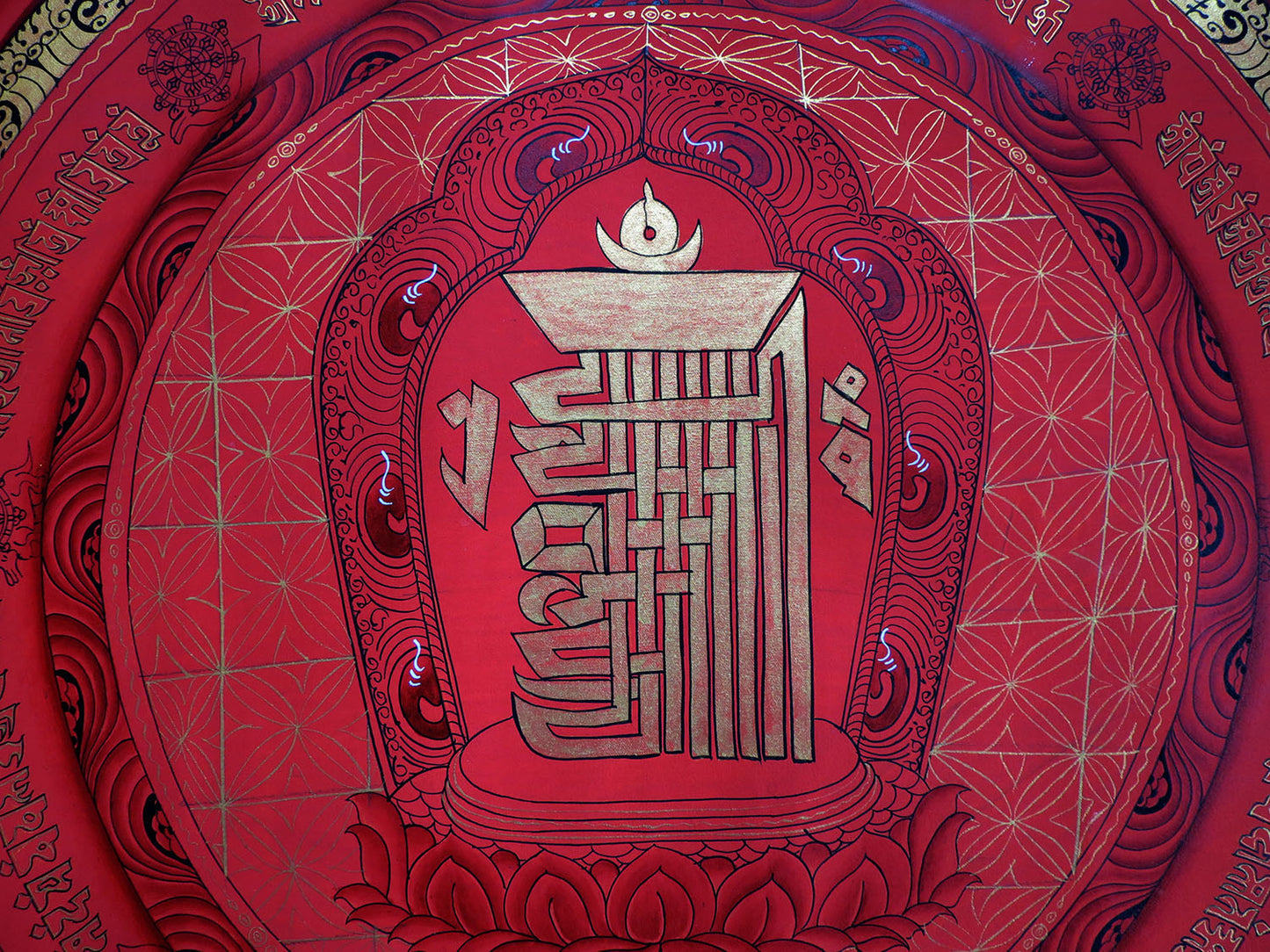 Tibetan Buddhism Ritual Kalachakra Mantra Tantra Thangka Hand Painting Art Red free