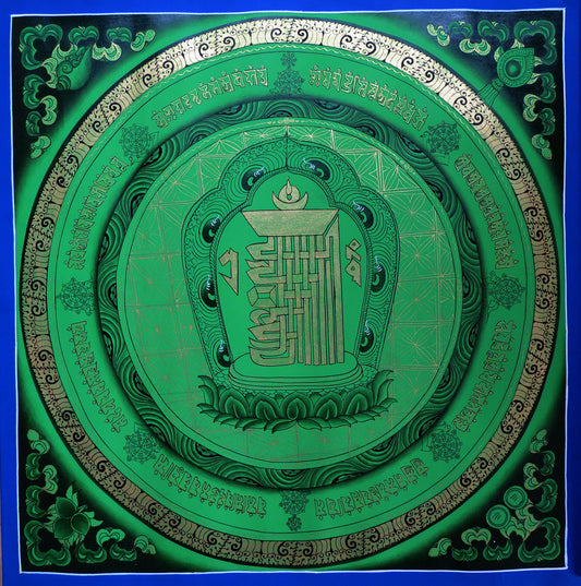Tibetan Buddhism Ritual Kalachakra Mantra Tantra Thangka Hand Painting Art Green free