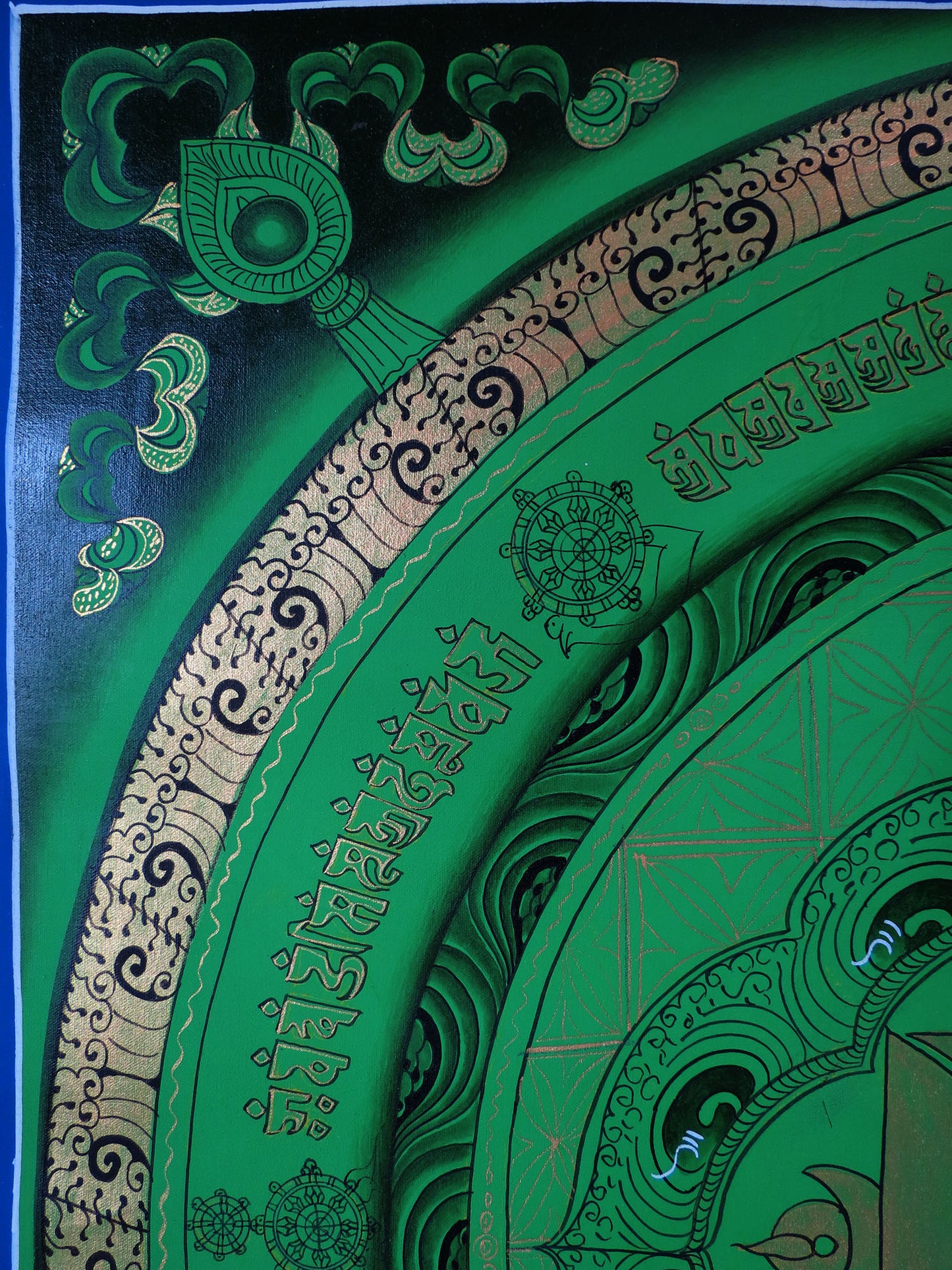 Tibetan Buddhism Ritual Kalachakra Mantra Tantra Thangka Hand Painting Art Green free
