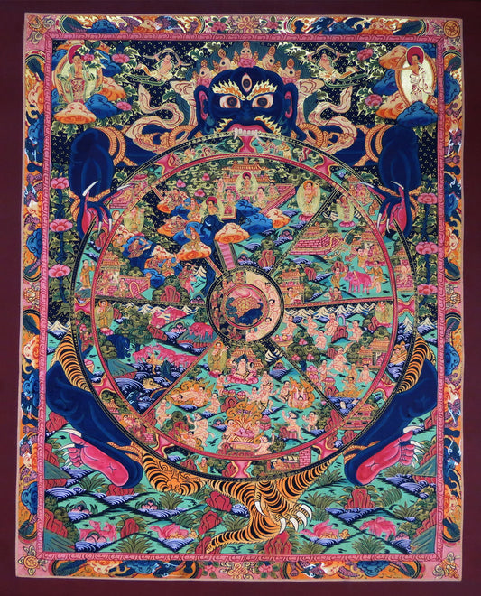 Tibetan Buddhism Wheels of Life Samsara Bhava Chakra Mandala Thangka Painting Art free