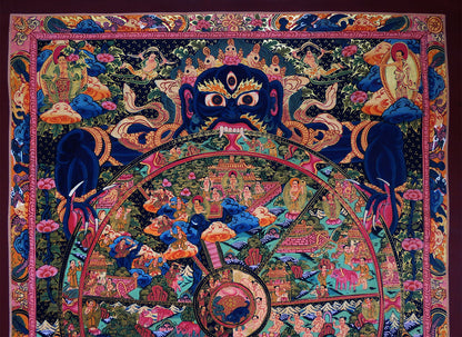 Tibetan Buddhism Wheels of Life Samsara Bhava Chakra Mandala Thangka Painting Art free