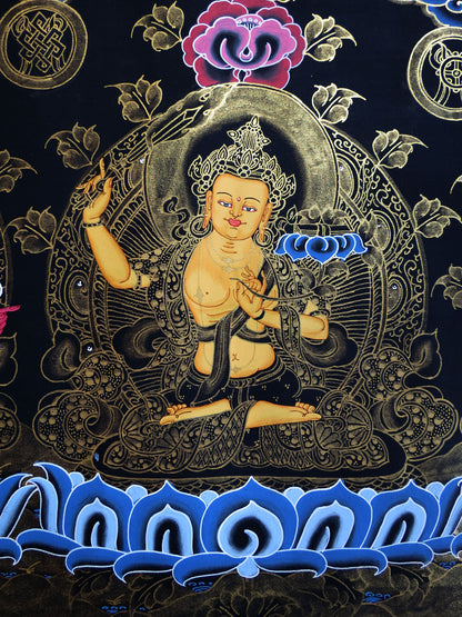 Tibetan Buddhism Boddhisattva 5 Dhyani Lord Manjushri Manjushree 5 in 1 Thangka Art Painting free