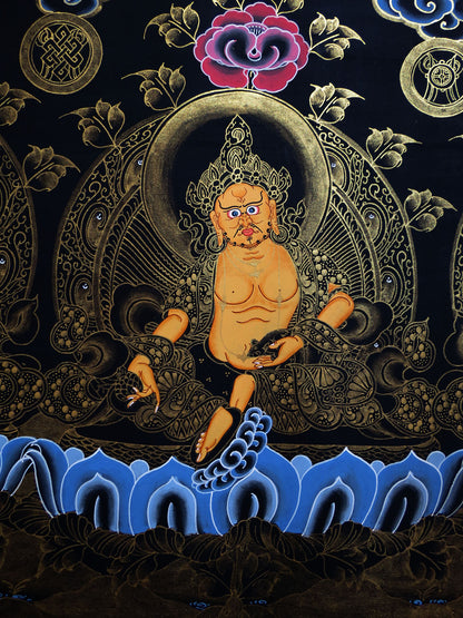 Tibetan Buddhism God of Wealth 5 Dhyani Jambhala Zambhala Hand Painting 5 in 1 Thangka Art free