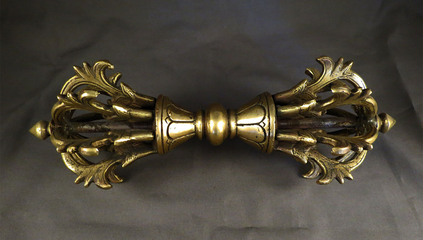 Tibetan Buddhism Ritual Brass 10" Meditation Dorje Vajra Handmade Nepal free