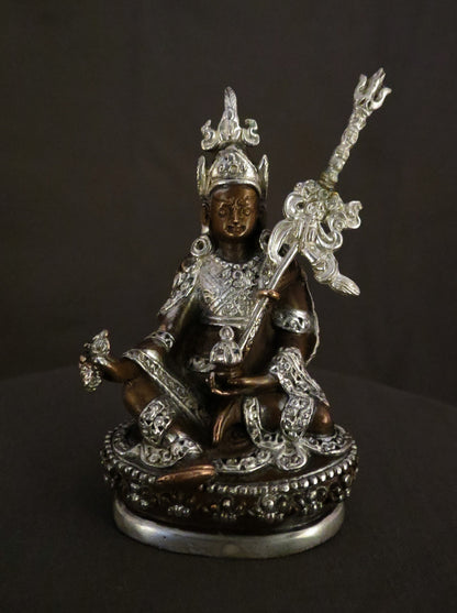 Tibetan Buddhism Lord Chenrezig, Lord Amitabha Buddha Guru Rinpoche Copper Statue Silver Oxide Sculpture free