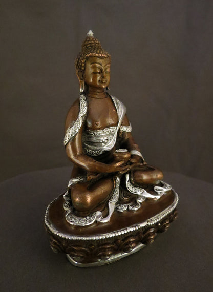 Tibetan Buddhism Lord Amitabha Buddha Silver Oxide Copper Statue Sculpture free