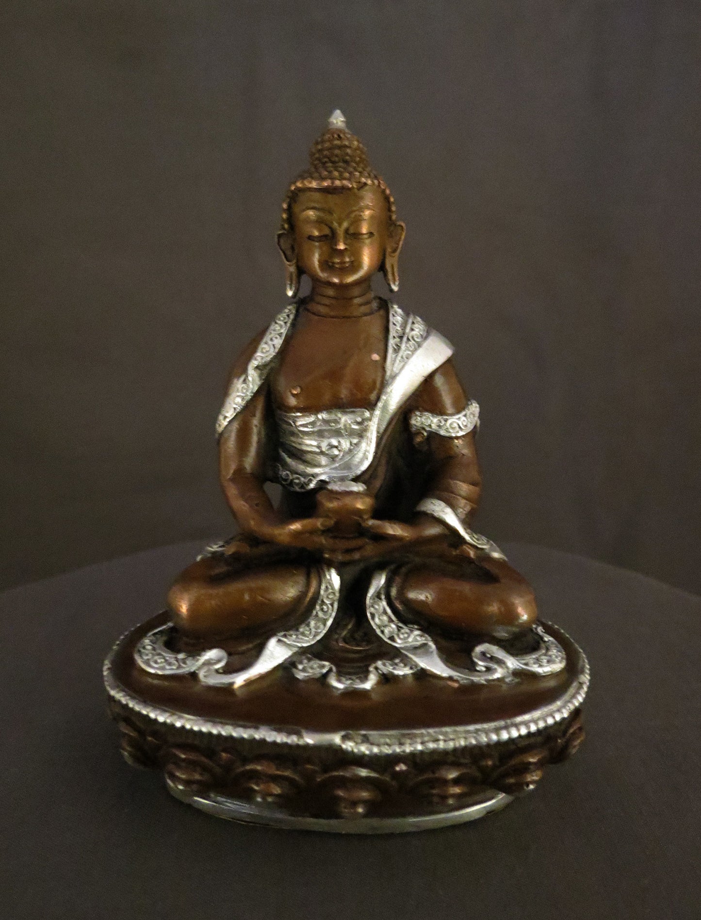 Tibetan Buddhism Lord Amitabha Buddha Silver Oxide Copper Statue Sculpture free