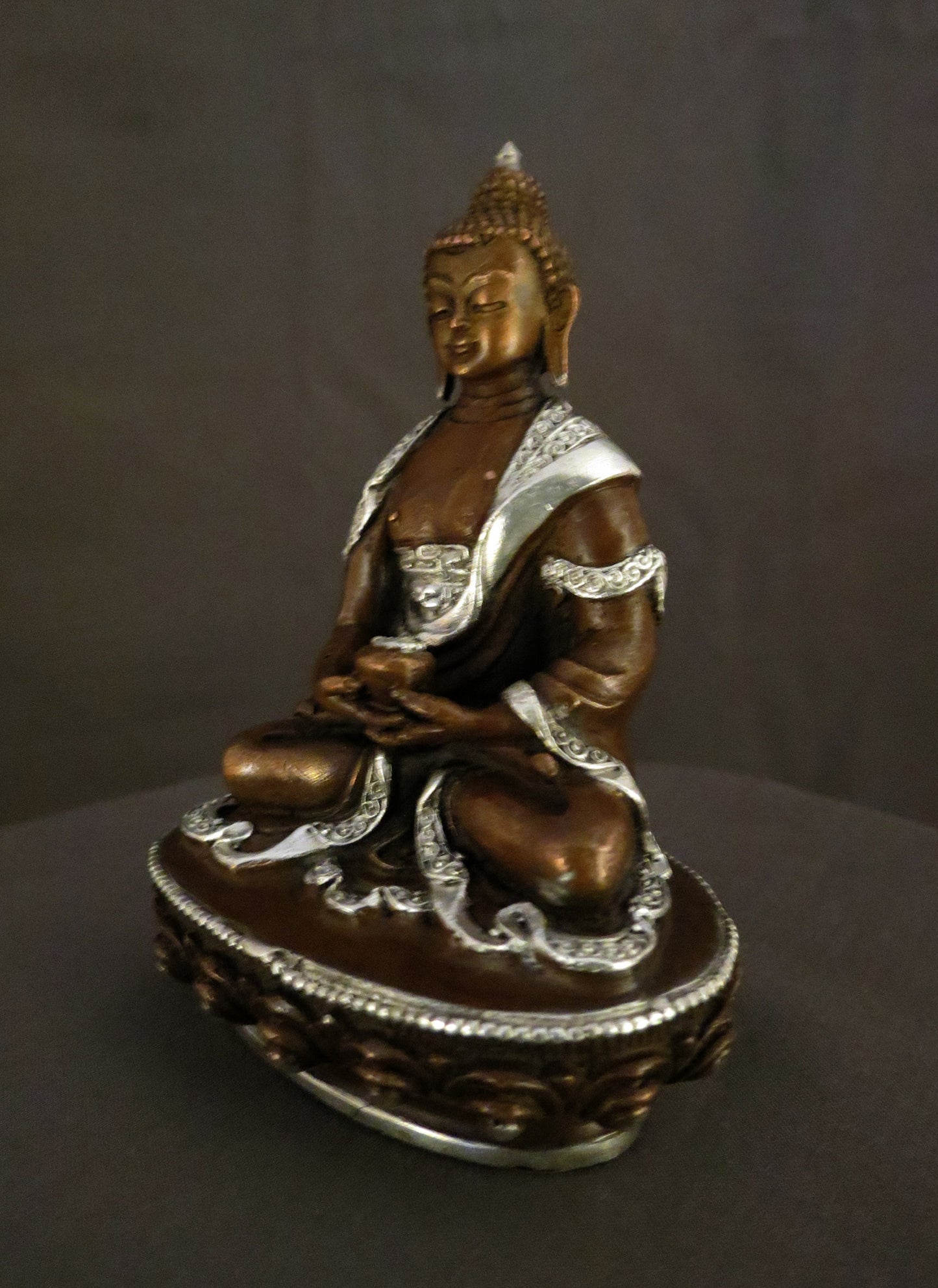 Tibetan Buddhism Lord Amitabha Buddha Silver Oxide Copper Statue Sculpture free