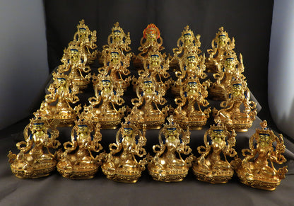 Tibetan Buddhism Gold Face Goddess 9 cm Set of 21 Green Tara Dolma Gold Plated Copper Statue Sculpture Figure free (Copy)