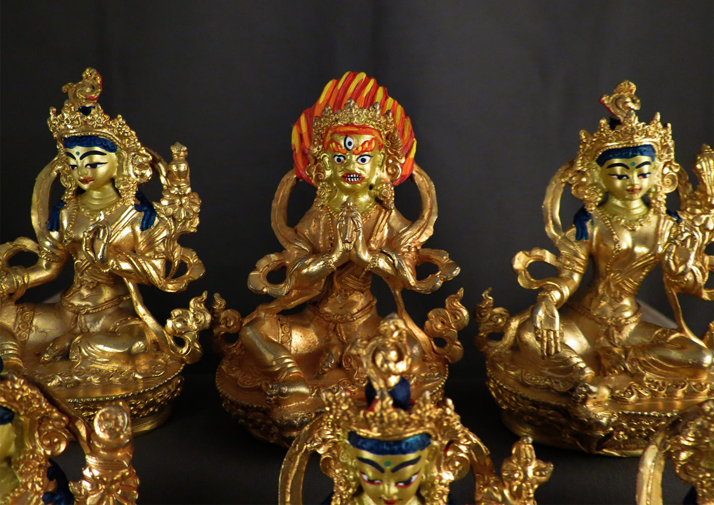 Tibetan Buddhism Gold Face Goddess 9 cm Set of 21 Green Tara Dolma Gold Plated Copper Statue Sculpture Figure free (Copy)