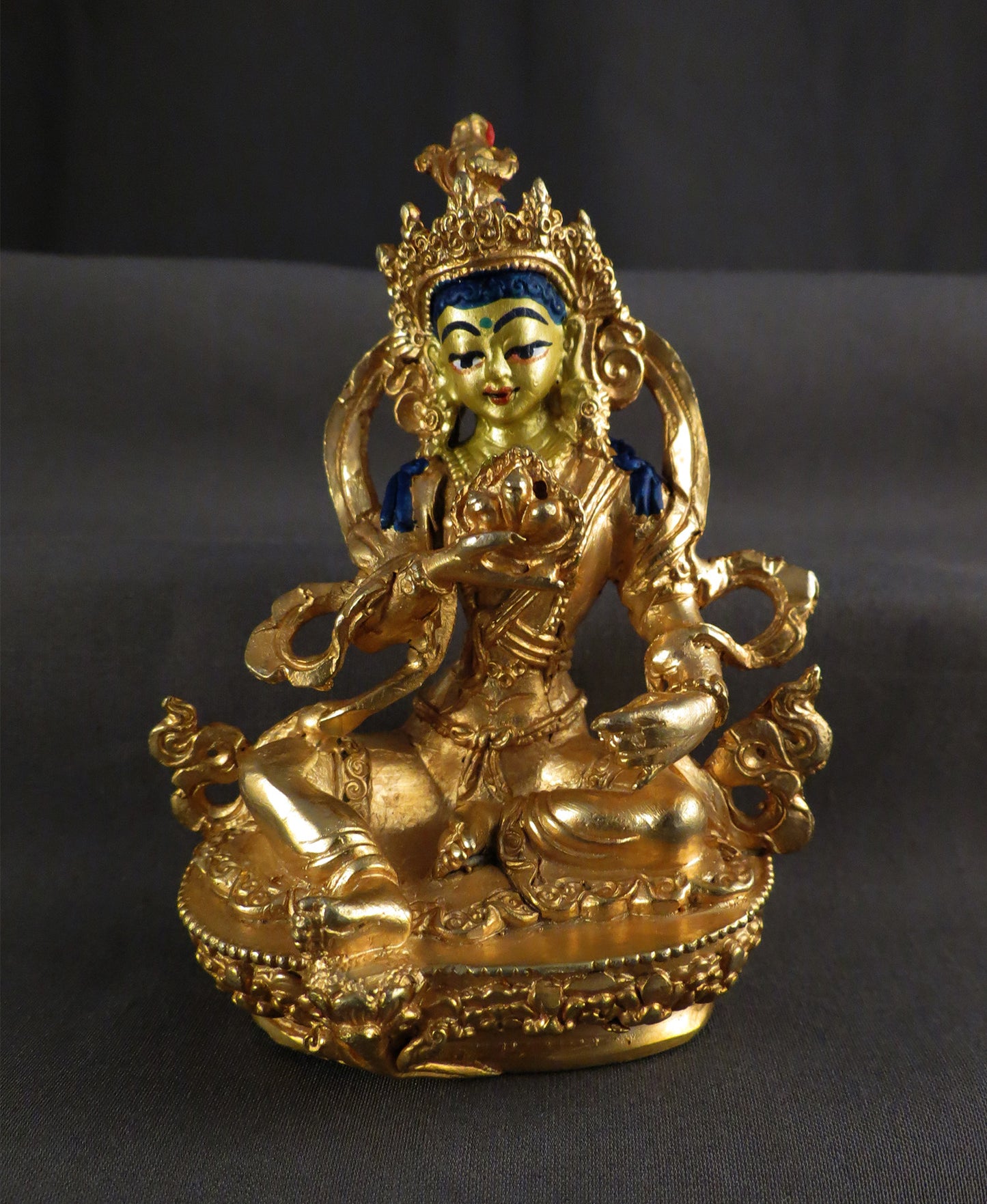 Tibetan Buddhism Gold Face Goddess 9 cm Set of 21 Green Tara Dolma Gold Plated Copper Statue Sculpture Figure free (Copy)