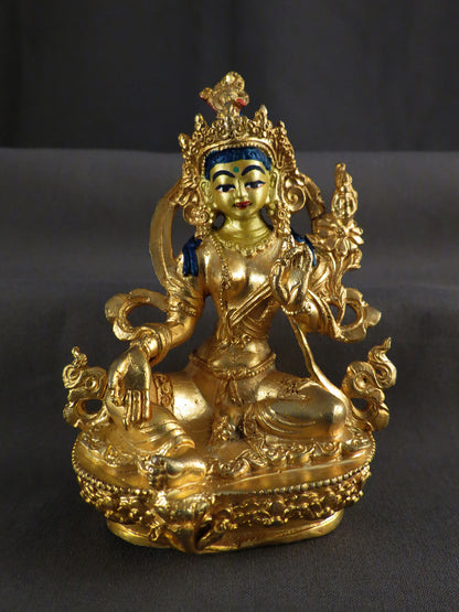 Tibetan Buddhism Gold Face Goddess 9 cm Set of 21 Green Tara Dolma Gold Plated Copper Statue Sculpture Figure free (Copy)