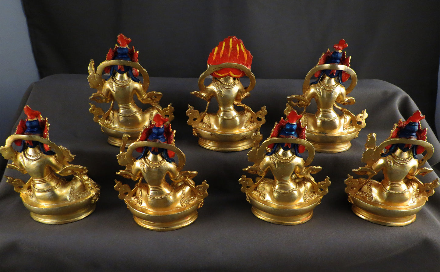 Tibetan Buddhism Gold Face Goddess 9 cm Set of 21 Green Tara Dolma Gold Plated Copper Statue Sculpture Figure free (Copy)