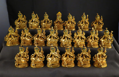 Tibetan Buddhism Gold Face Goddess 6 cm Set of 21 Green Tara Dolma Gold Plated Copper Statue Sculpture Figure free