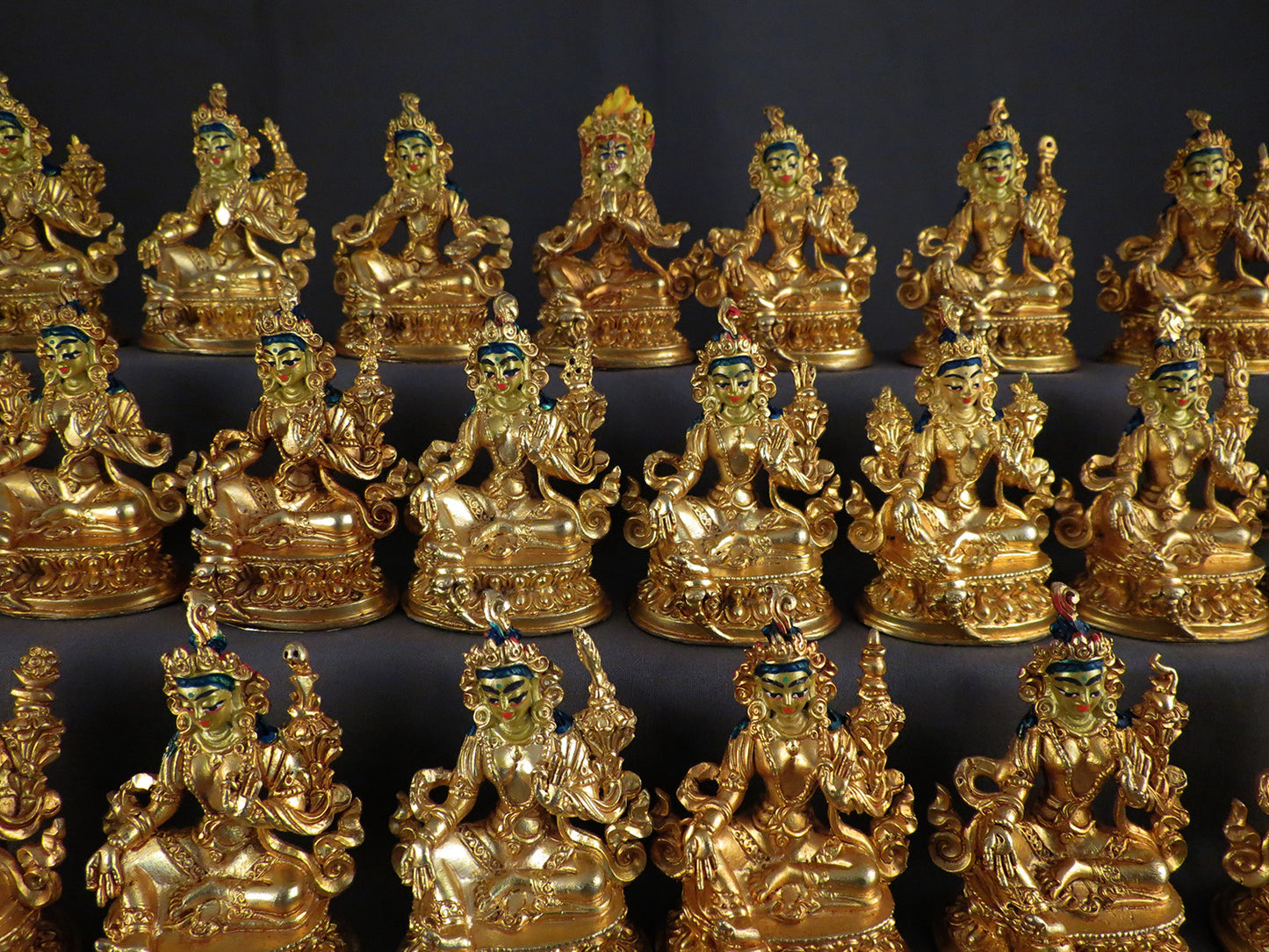 Tibetan Buddhism Gold Face Goddess 6 cm Set of 21 Green Tara Dolma Gold Plated Copper Statue Sculpture Figure free