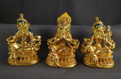 Tibetan Buddhism Gold Face Goddess 6 cm Set of 21 Green Tara Dolma Gold Plated Copper Statue Sculpture Figure free
