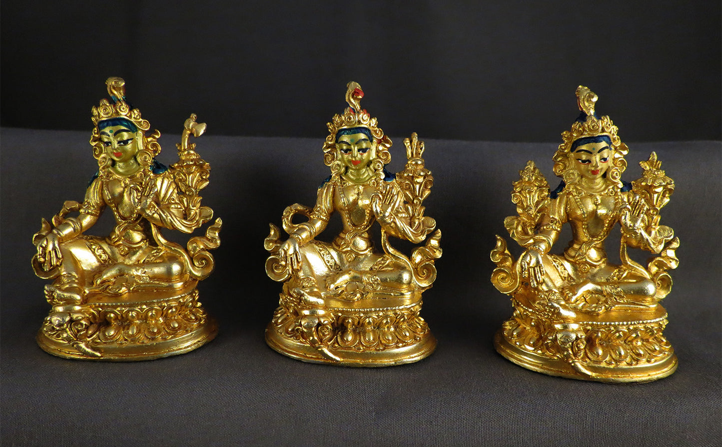 Tibetan Buddhism Gold Face Goddess 6 cm Set of 21 Green Tara Dolma Gold Plated Copper Statue Sculpture Figure free