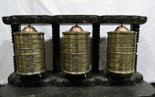 Tibetan Buddhism Copper Brass Prayer Wheel - Om Mani Padme Hum Mantra