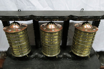 Tibetan Buddhism Copper Brass Prayer Wheel - Om Mani Padme Hum Mantra